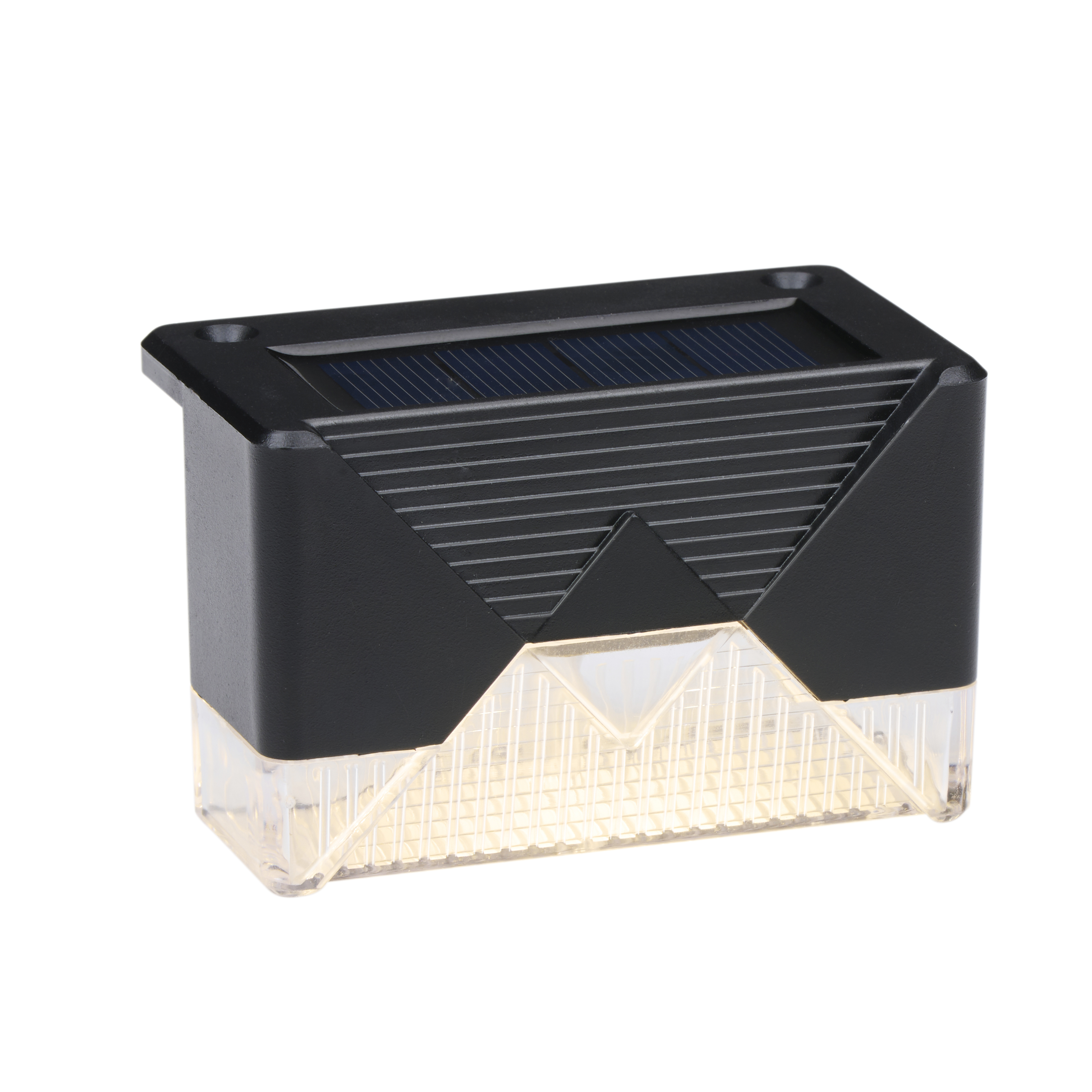 Black solar light with a transparent lower section.