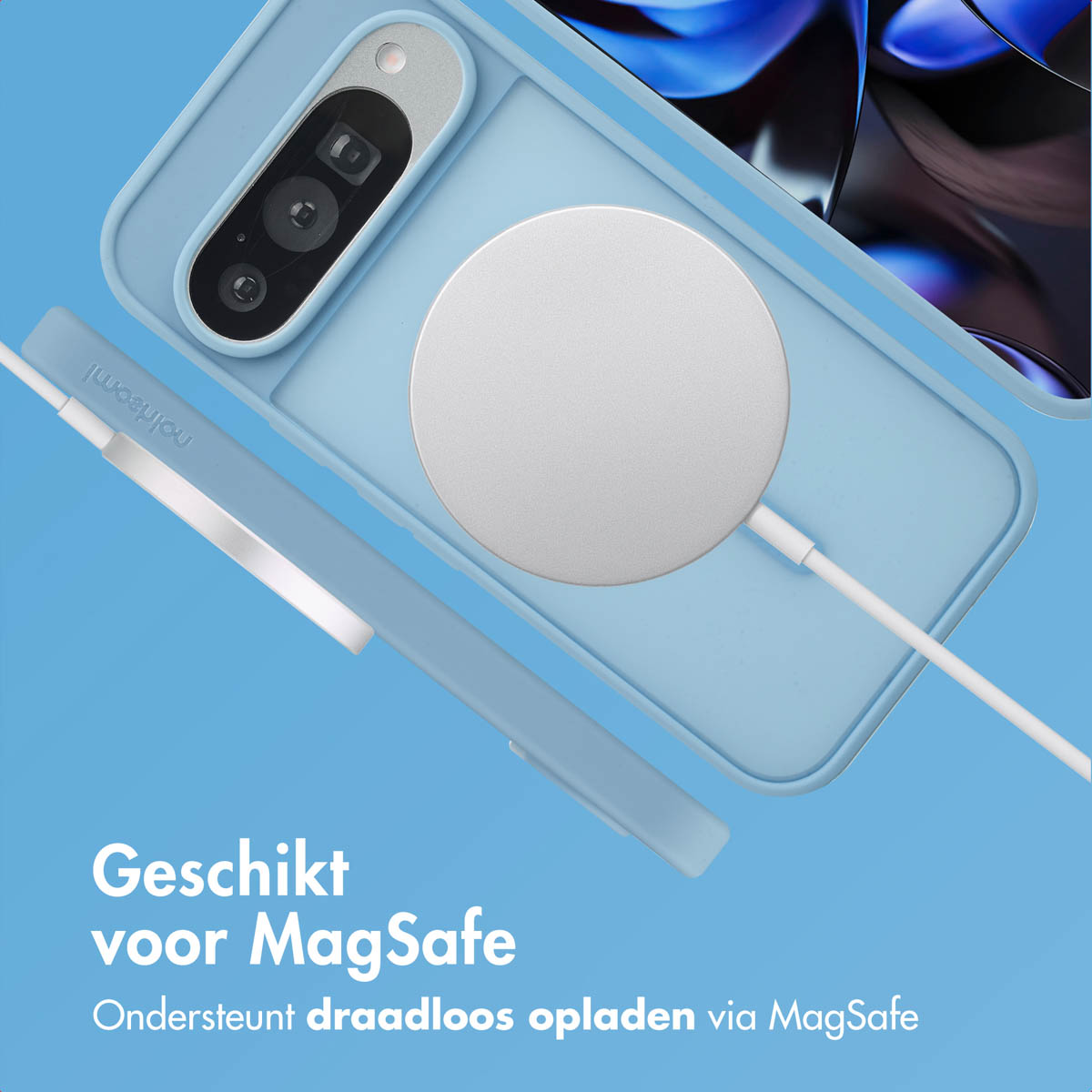 Une coque de téléphone avec un téléphone dedans. La coque est transparente.