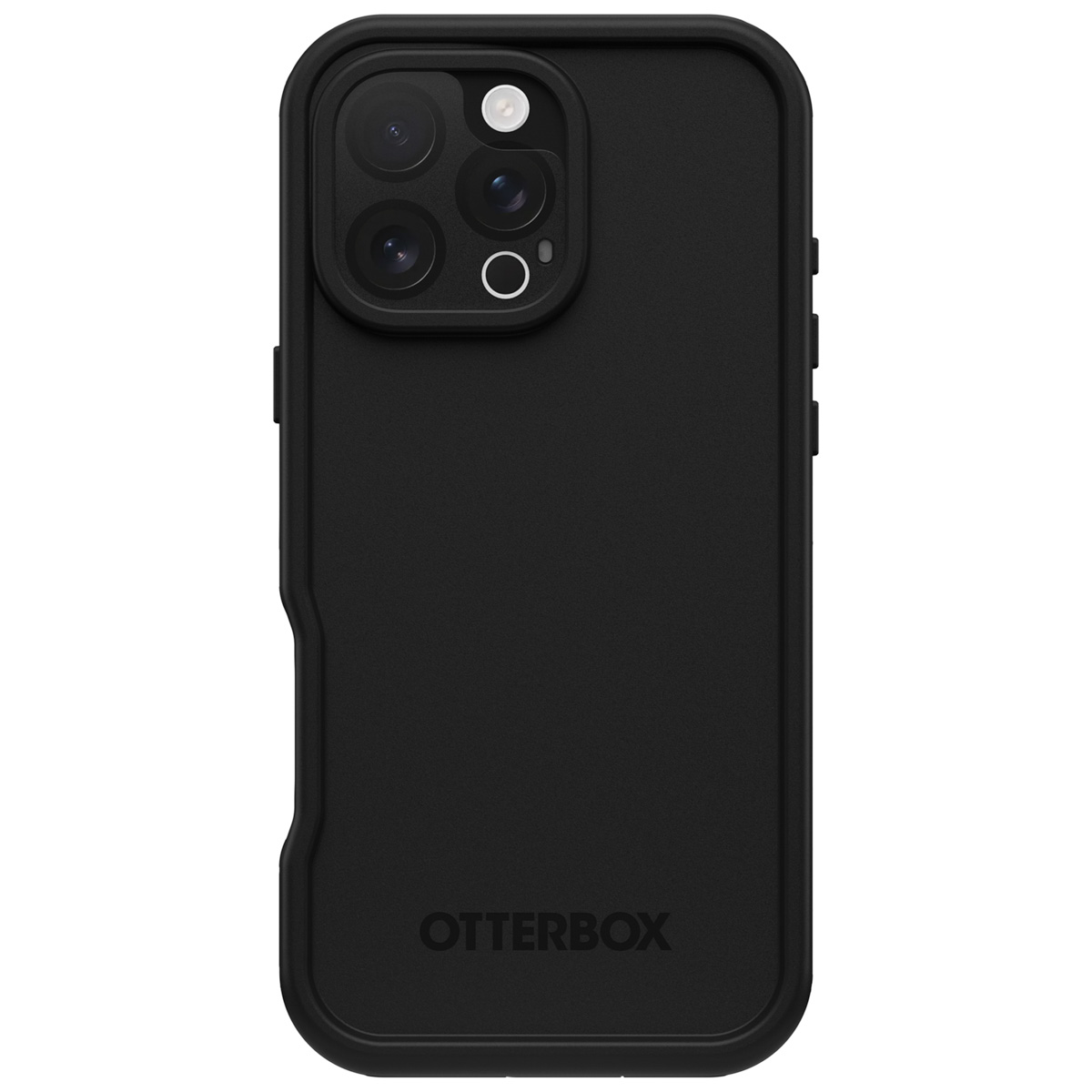 Zwarte telefoonhoes met camera-uitsparingen en het Otterbox-logo.