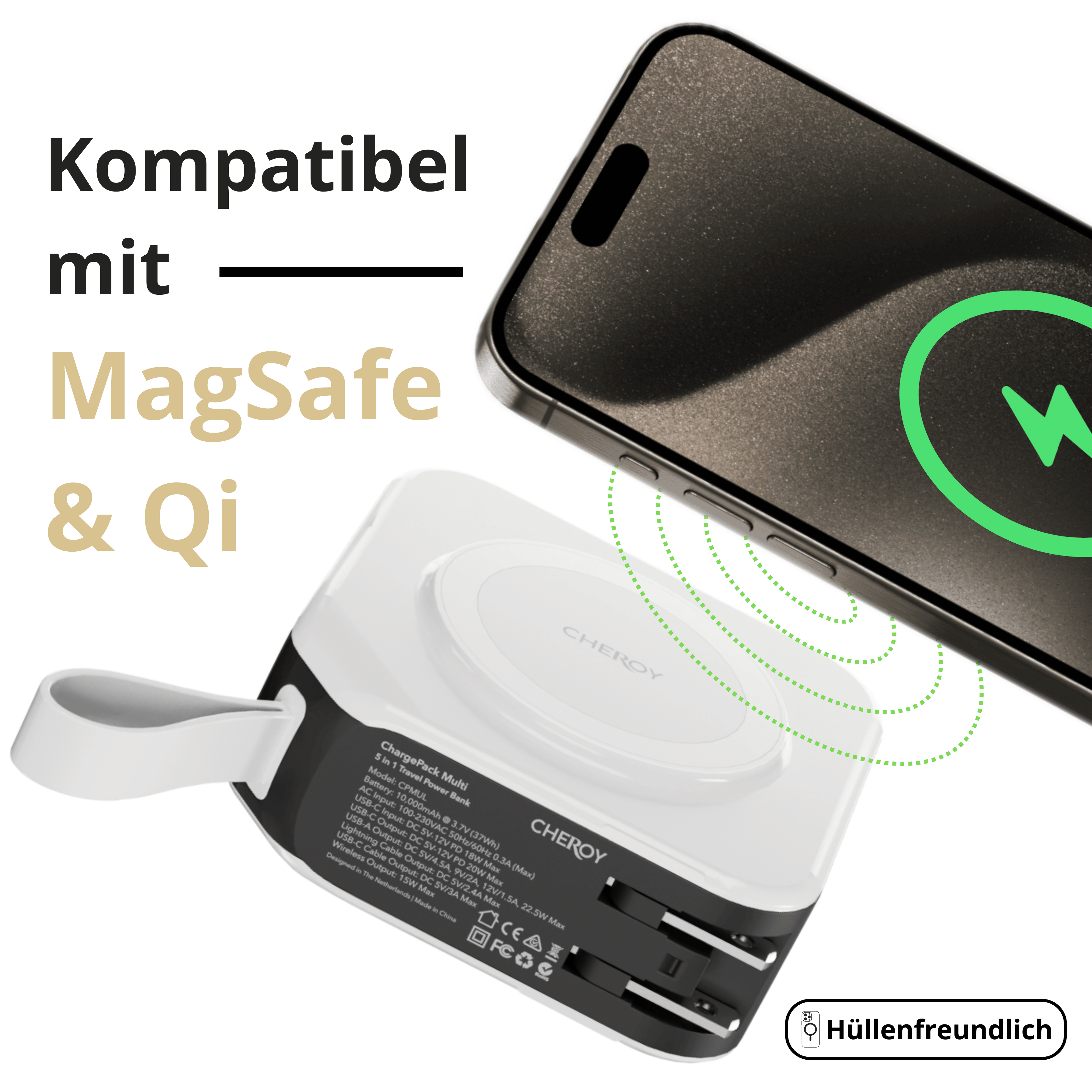 Telefon, das auf einem weißen kabellosen Ladegerät mit schwarzem Telefon lädt.