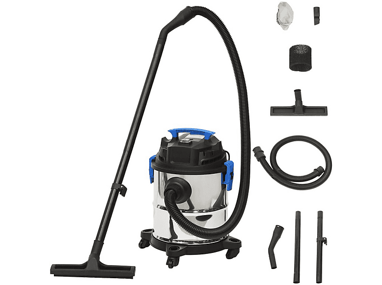 FLYSTAR Leistungsstarker Nass-Trocken Aspirateur 1200 W Staubsauger, maximale Leistung: 1200 Watt, Silber)