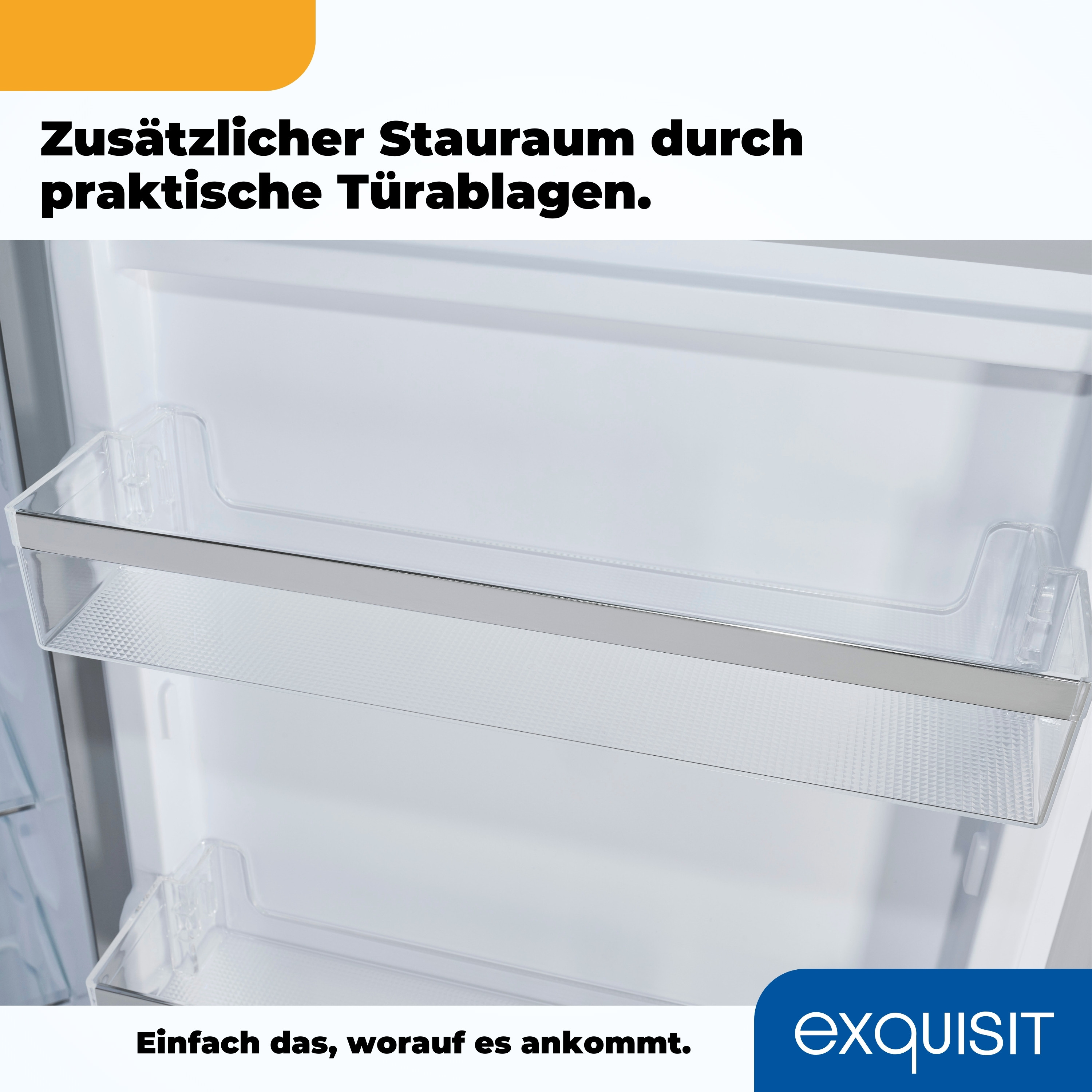 Kühlschrankinnenraum mit Regalen und Stauraum.