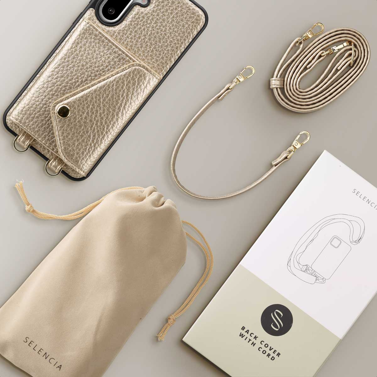SELENCIA Sera Koordhoes met pashouder envelop - Geschikt voor Samsung Galaxy A36 / A56 - Telefoonhoesje voor Samsung Samsung Galaxy A36/Samsung Galaxy A56 (5G) Goud