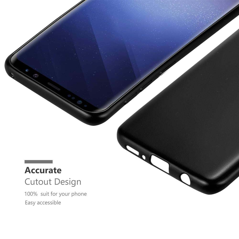 Due custodie per telefono nere, una con un telefono, l'altra con un design a ritaglio.