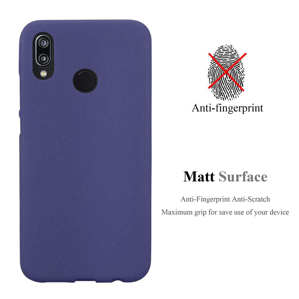 Una custodia per telefono viola con testo anti-impronte.