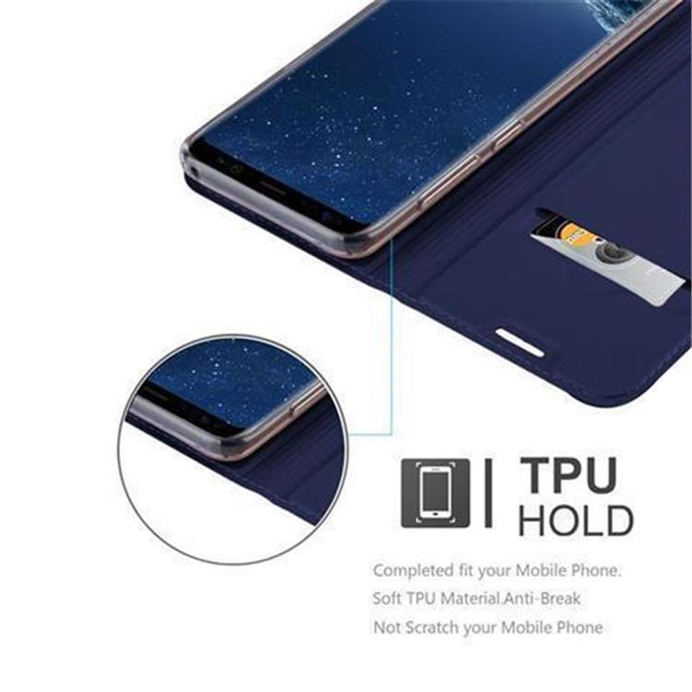 Blaue Handyhülle mit Telefon, Karte und Text über TPU-Material.