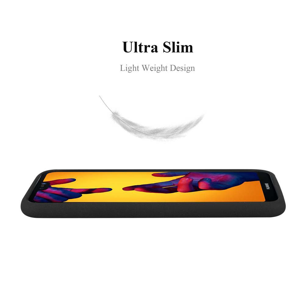 Telefono nero, sfondo arancione, testo bianco 'Ultra Slim, Light Weight Design'. Piuma bianca che fluttua sopra.