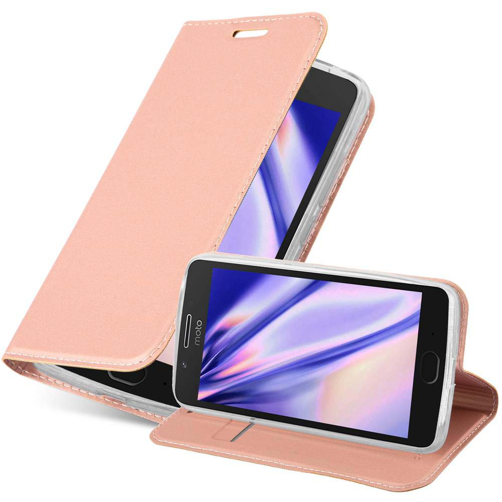 Cadorabo Custodia Libro Per Motorola MOTO G5S In CLASSY ORO ROSA - Con