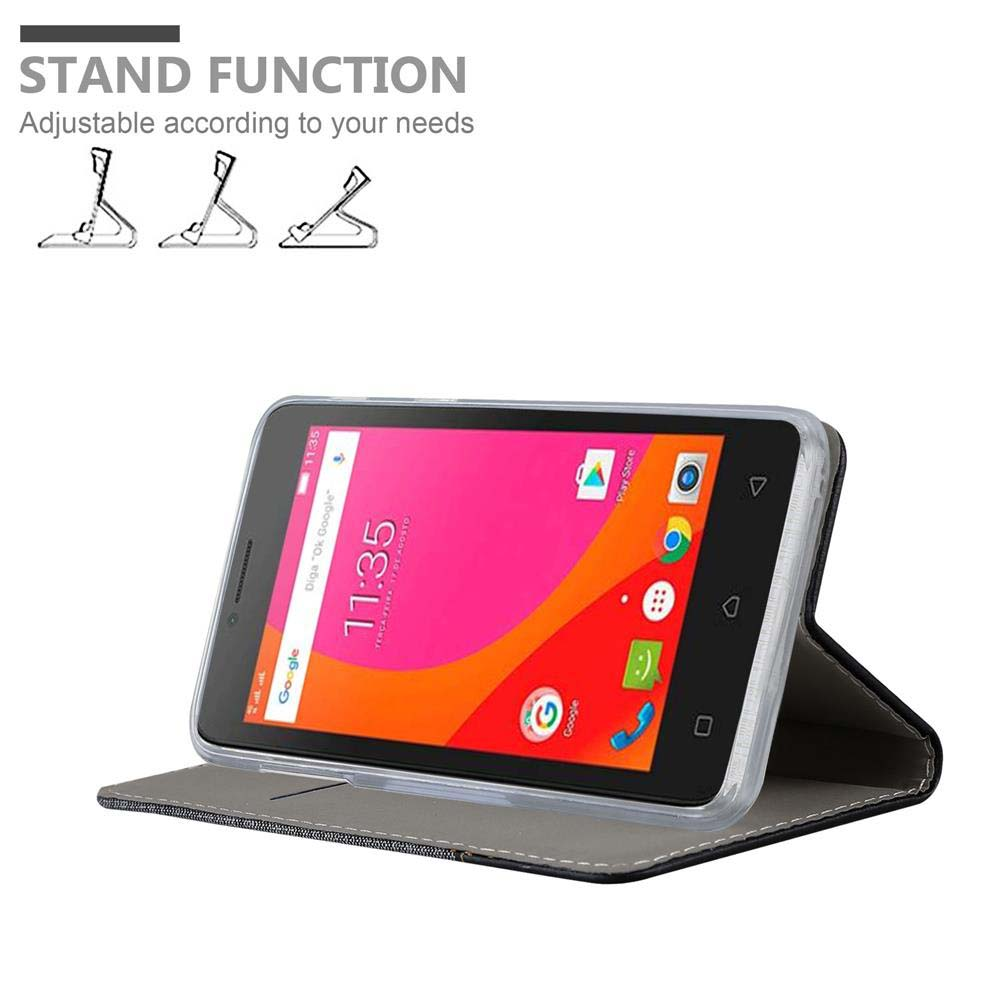Ein Tablet in einer Hülle, in geöffneter Position gezeigt, mit aktivierter Standfunktion.