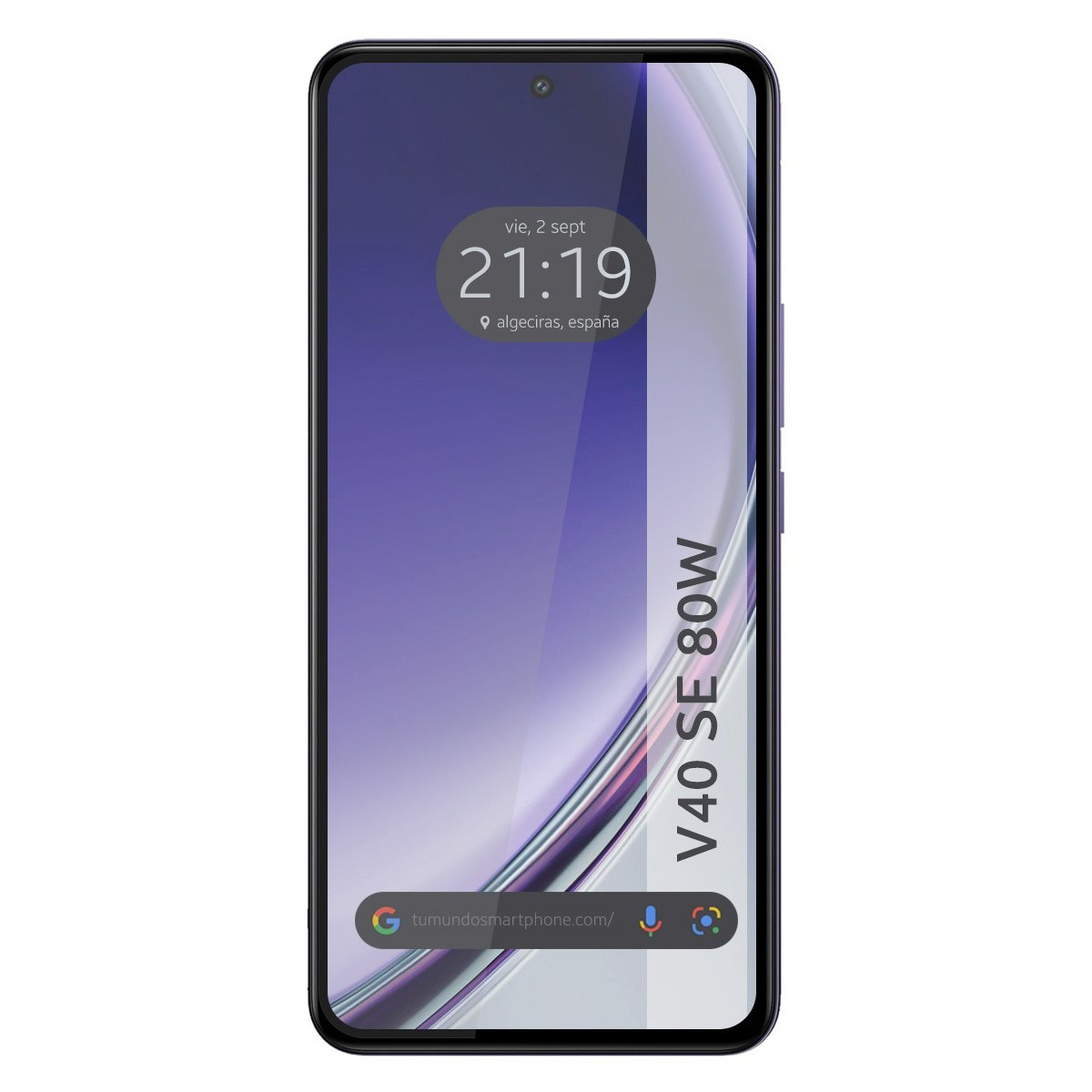 Schermo dello smartphone che mostra data, ora e posizione. Il telefono è in una custodia trasparente.
