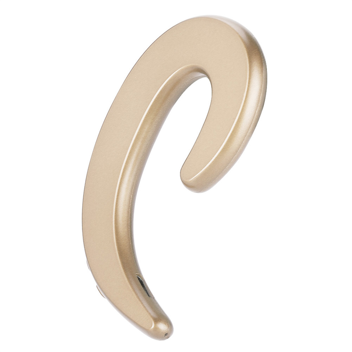 Goldfarbenes Bluetooth-Headset. Es ist gebogen, um über das Ohr zu passen.