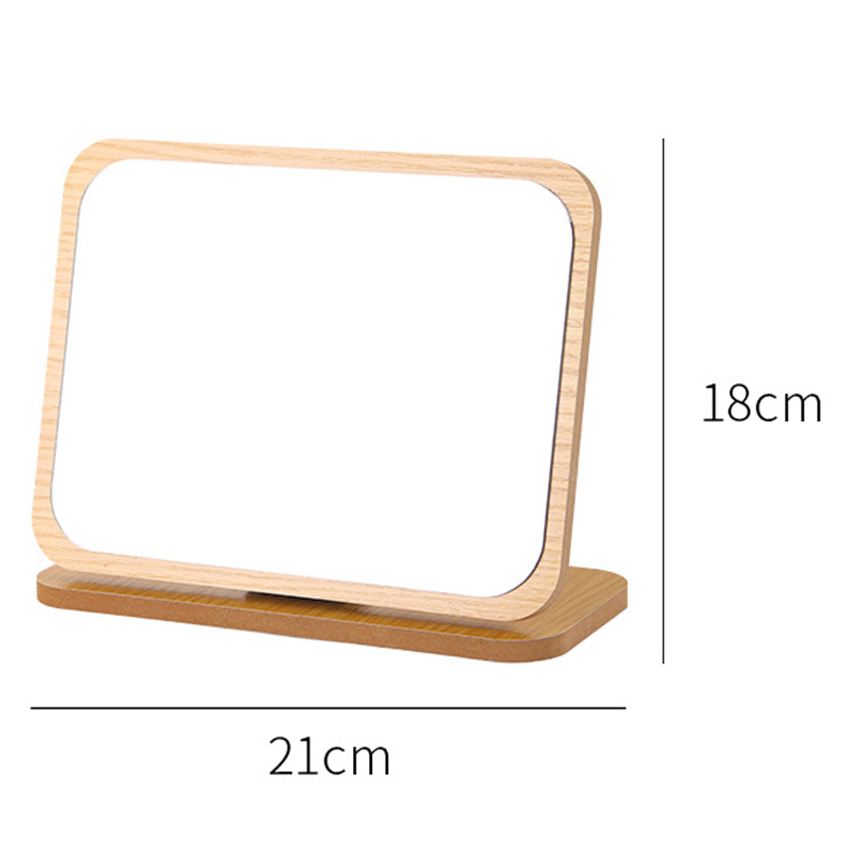 Holzgerahmter Spiegel auf Holzsockel; Maße 21cm x 18cm.