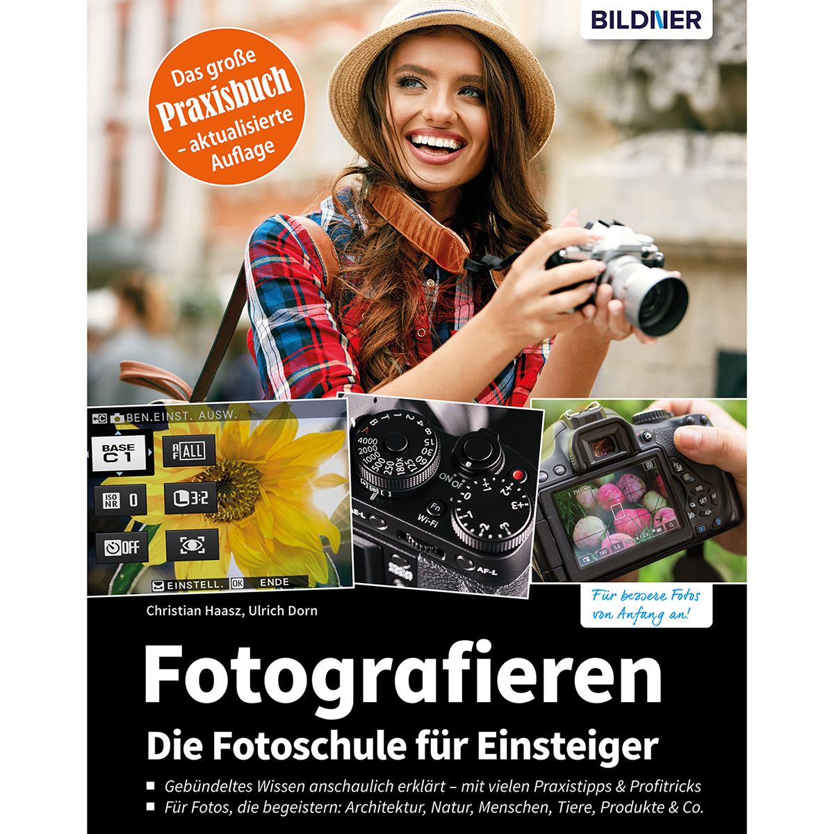 Frau mit Kamera auf Buchcover. Das Buch handelt von Fotografie.