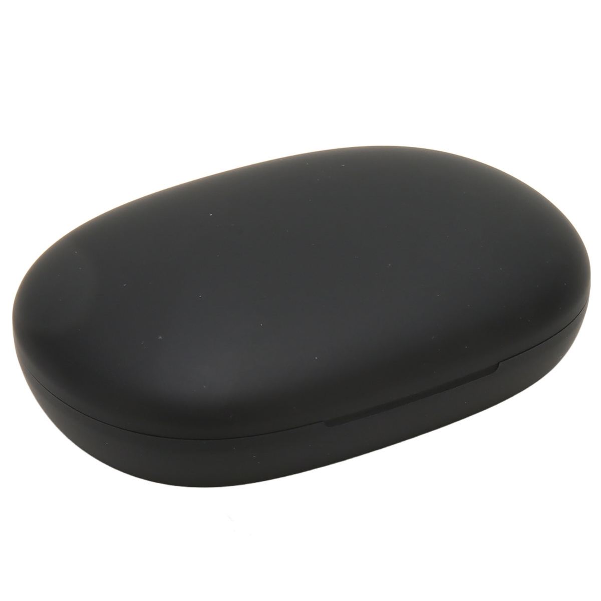 Schwarzes, oval geformtes Trageetui. Das Etui ist geschlossen und liegt auf einer weißen Oberfläche.