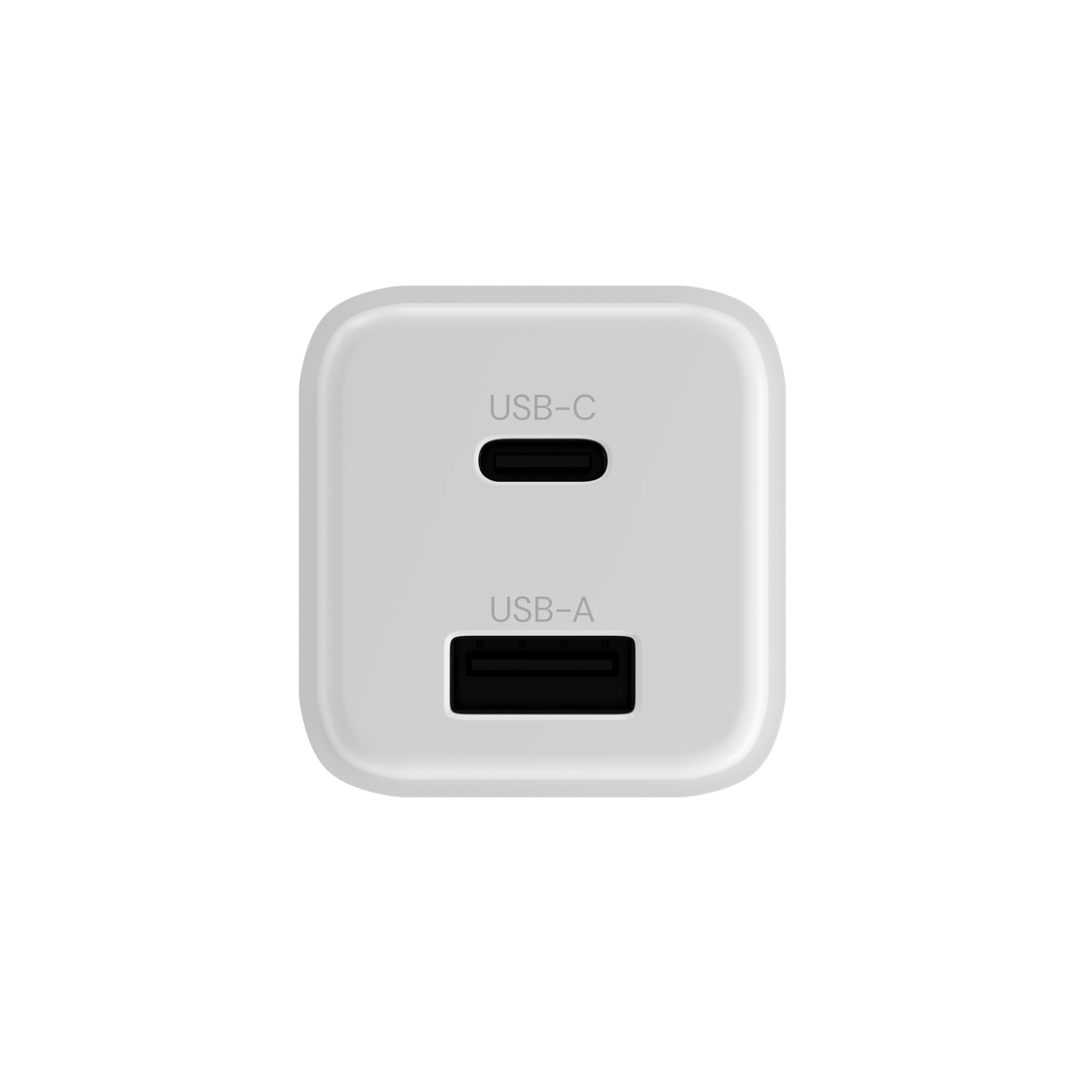 Biała wtyczka ścienna z portami USB-C i USB-A.