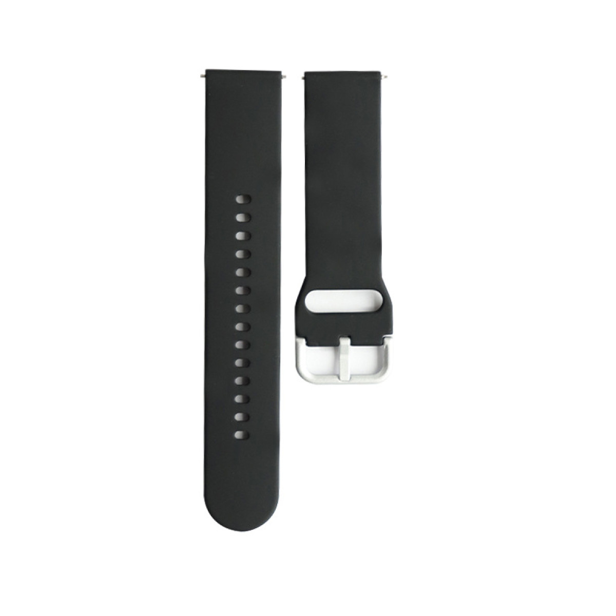 Czarne paski do zegarków ze srebrną klamrą.