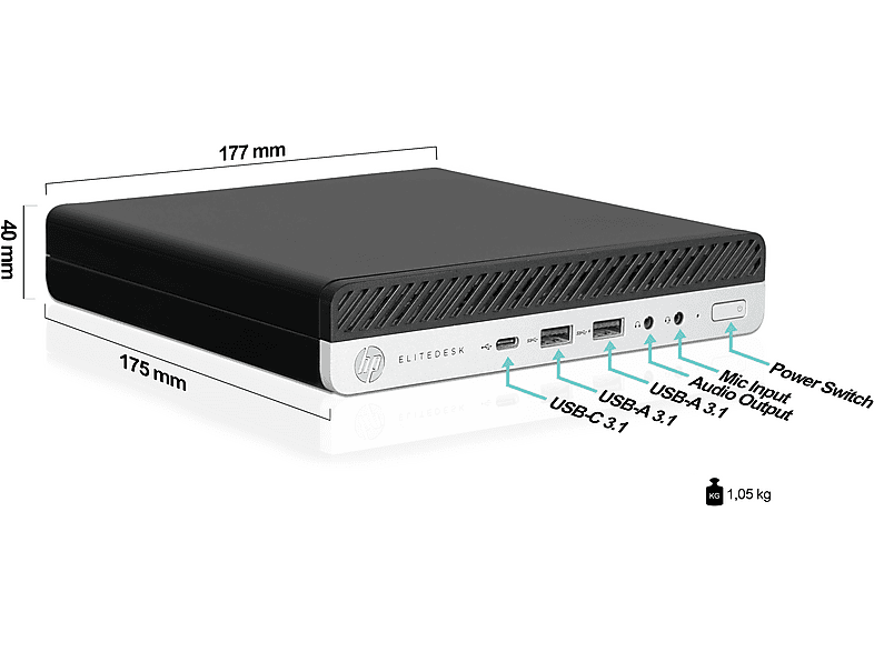 HP EliteDesk 800 G4, Windows 11 Pro, Mini PC mit Intel® Core™ i5