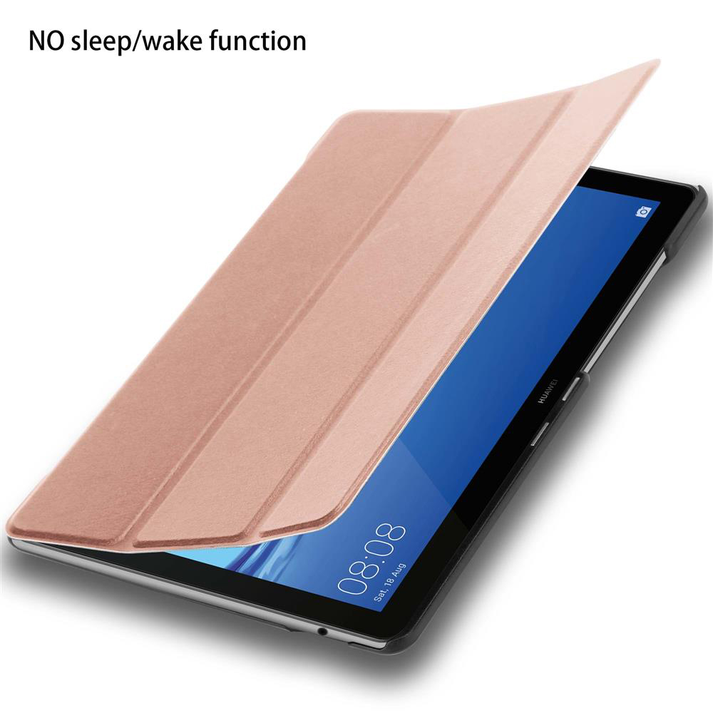 Tablet mit Hülle. Die Hülle ist offen und zeigt den Bildschirm mit der Uhrzeit.