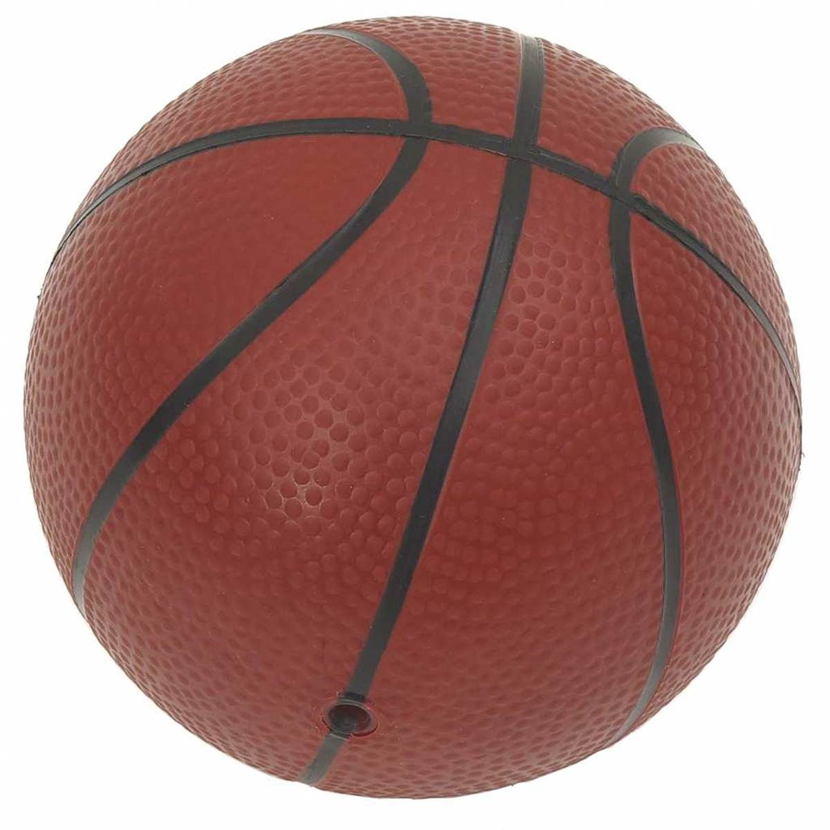 Roter Basketball mit schwarzen Linien auf weißem Hintergrund.