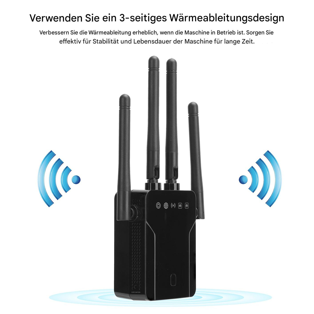 Ein schwarzes Gerät mit Antennen. Das Gerät sendet Signale aus und hat ein schwarzes Gehäuse.