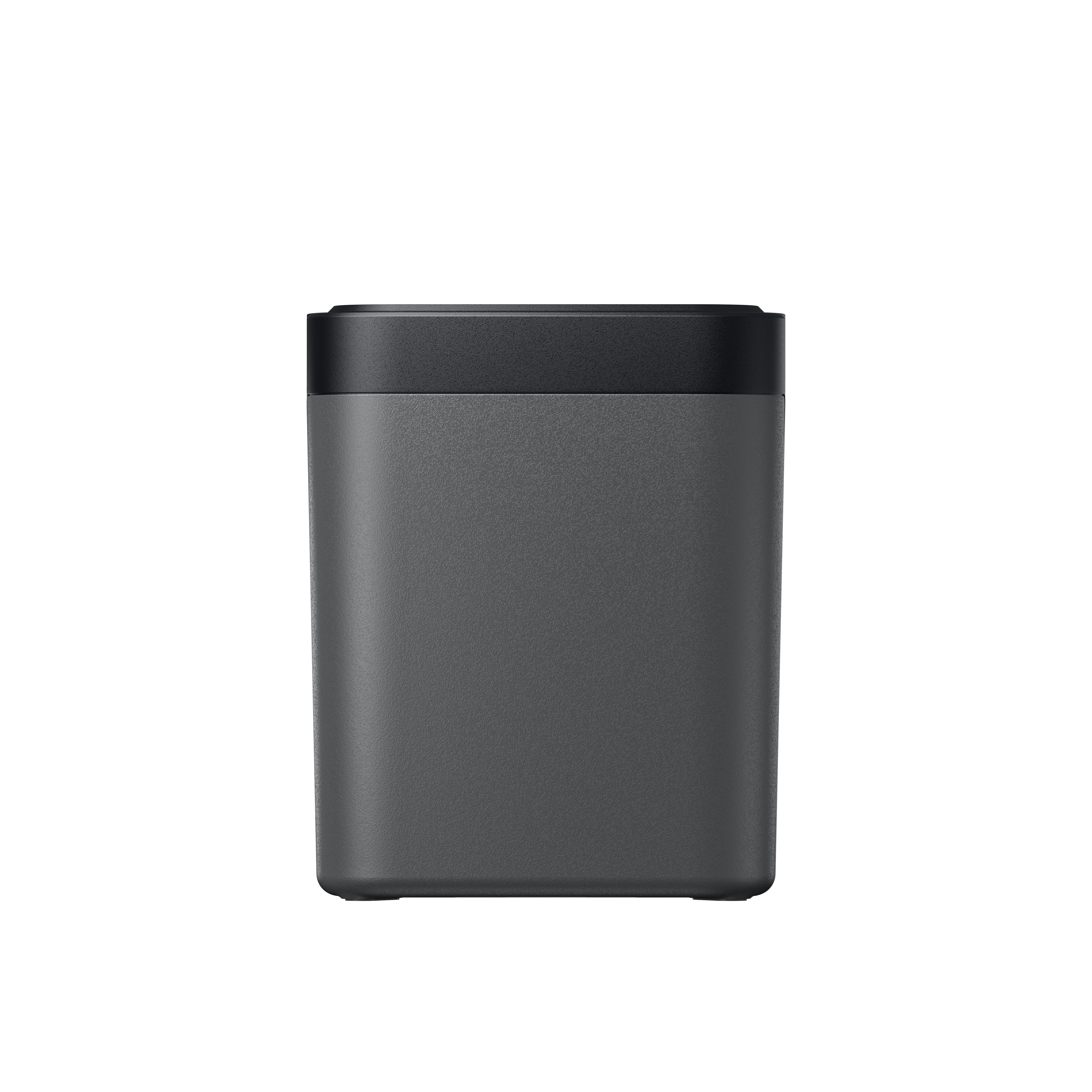 Ciemnoszare, prostokątne urządzenie z czarnym wierzchem, odizolowane na białym tle.