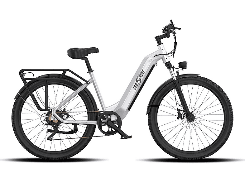 ONESPORT OT05 Citybike (Laufradgröße: 27,5 Zoll, Rahmenhöhe: 110 cm, Unisex-Rad, 655.2 Wh, weiß)