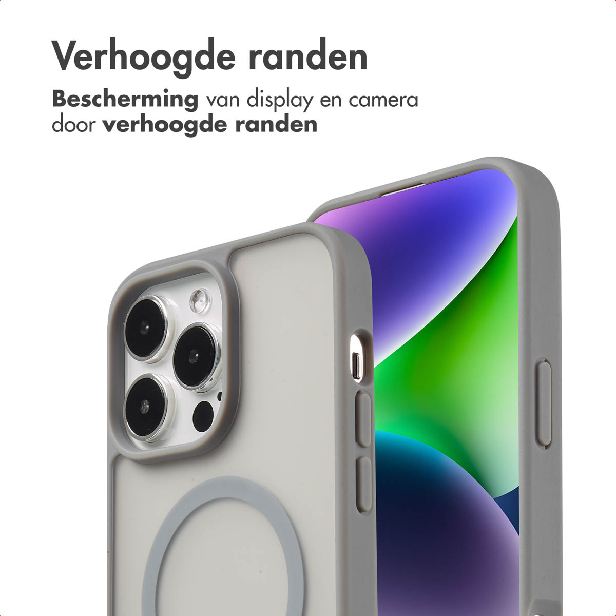 IMOSHION Coque arrière Color Guard MAgsSafe Étui de Téléphone voor Apple iPhone 14 Pro Max Gris