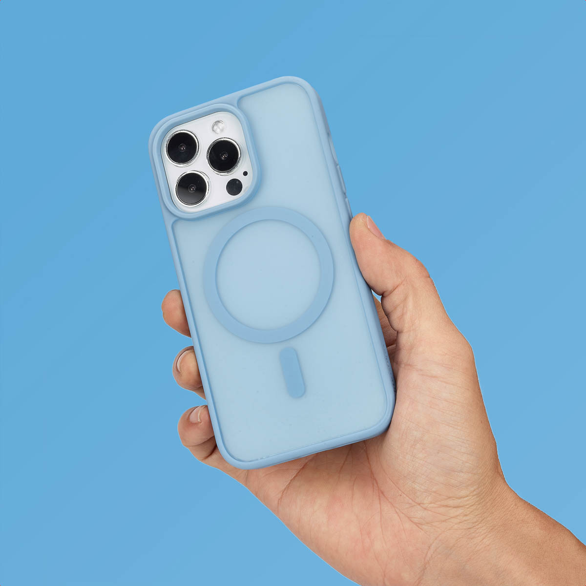 IMOSHION Coque arrière Color Guard MAgsSafe Étui de Téléphone voor Apple iPhone 13 Pro Bleu clair