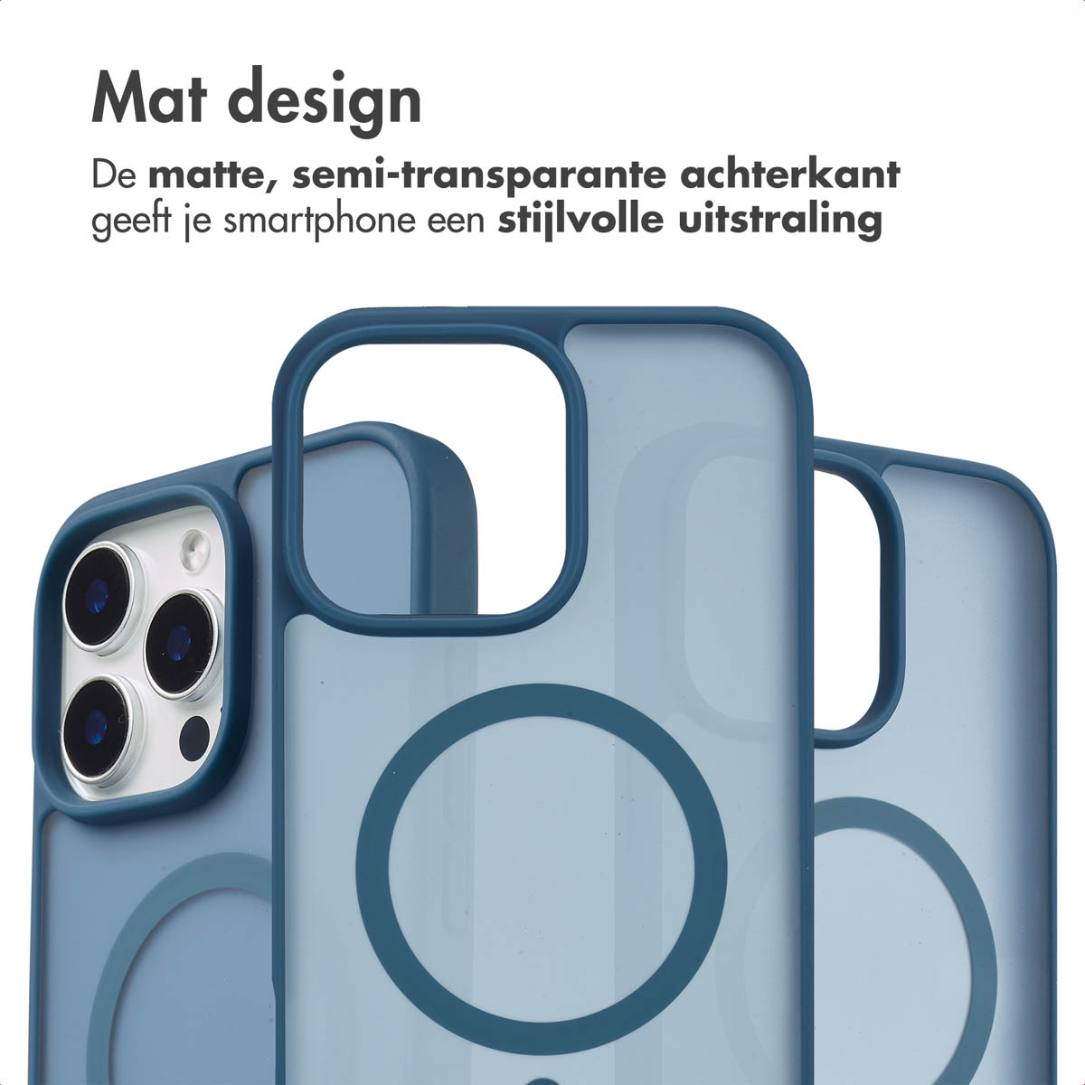 IMOSHION Coque arrière Color Guard MAgsSafe Étui de Téléphone voor Apple iPhone 15 Pro Max Bleu foncé
