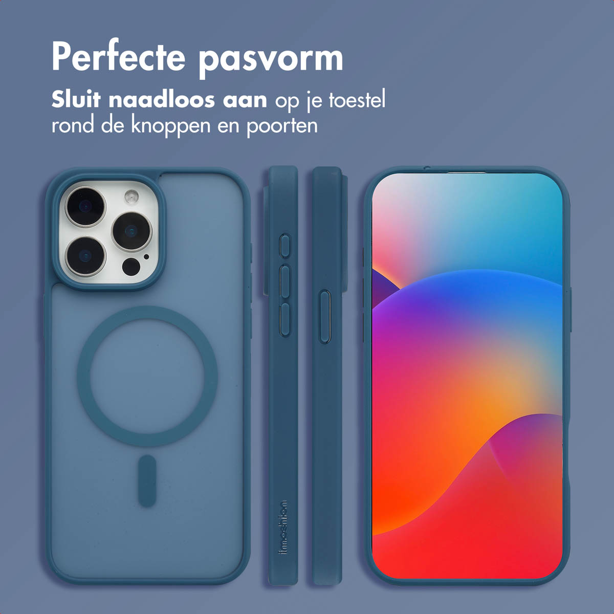 IMOSHION Coque arrière Color Guard MAgsSafe Étui de Téléphone voor Apple iPhone 15 Pro Max Bleu foncé