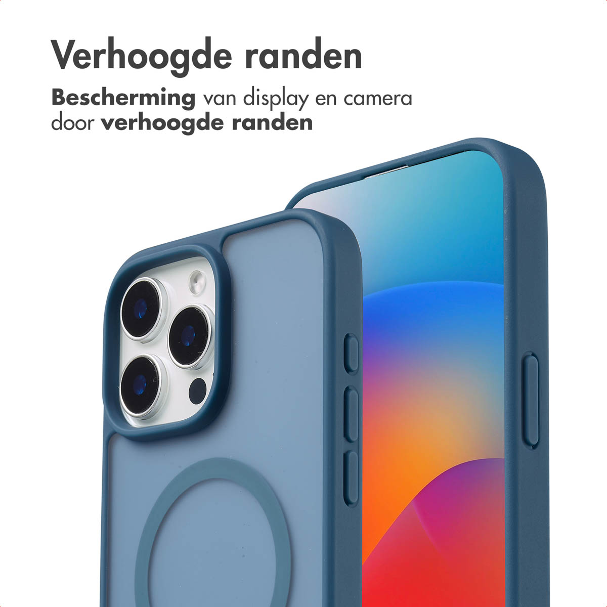 IMOSHION Coque arrière Color Guard MAgsSafe Étui de Téléphone voor Apple iPhone 15 Pro Max Bleu foncé
