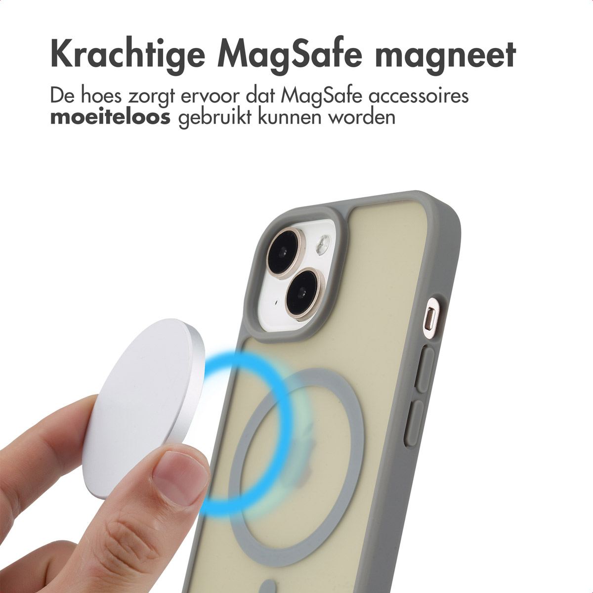IMOSHION Color Guard Backcover MagSafe geschikt voor iPhone 15 Phone case for Apple iPhone 15 Grey