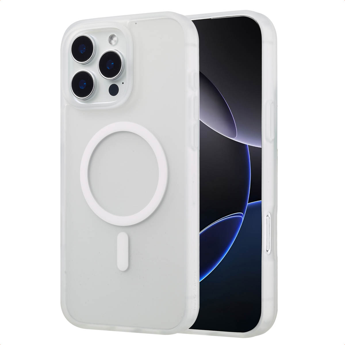 Une coque de téléphone blanche avec un téléphone à l'intérieur.