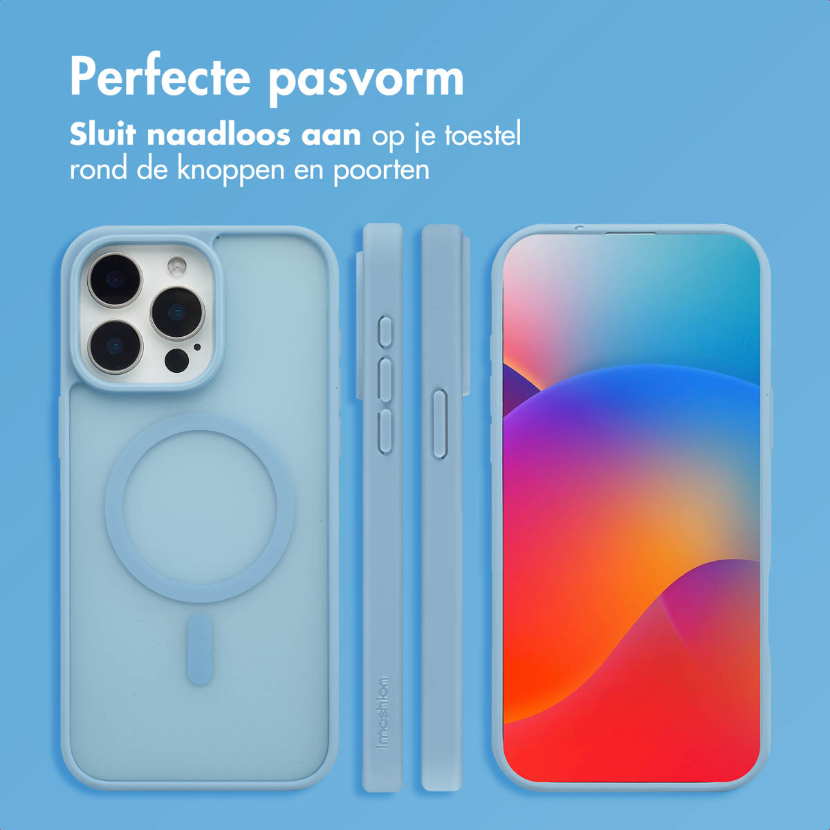 IMOSHION Coque arrière Color Guard MAgsSafe Étui de Téléphone voor Apple iPhone 15 Pro Max Bleu clair