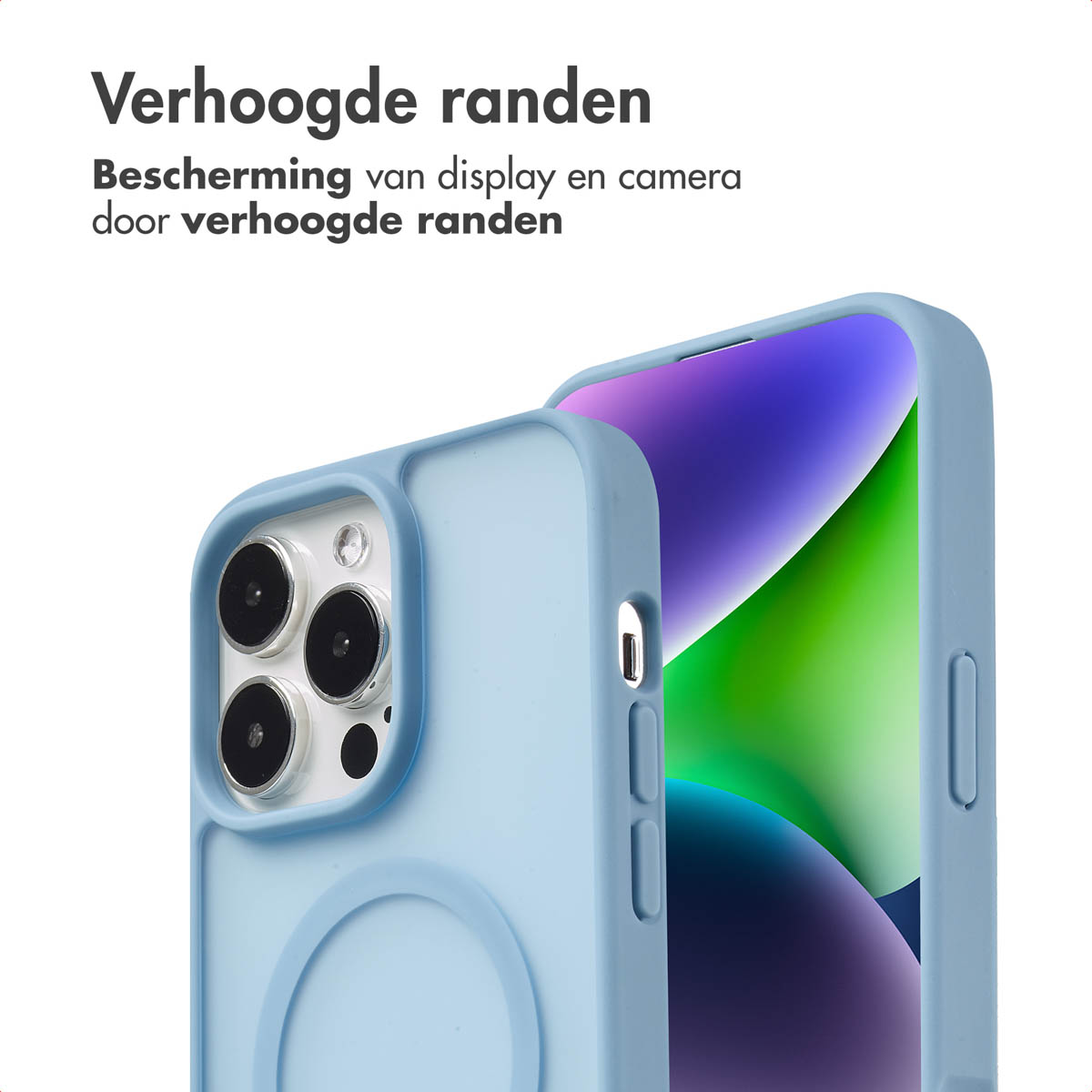IMOSHION Coque arrière Color Guard MagSafe Étui de Téléphone voor Apple iPhone 14 Pro Max Bleu clair