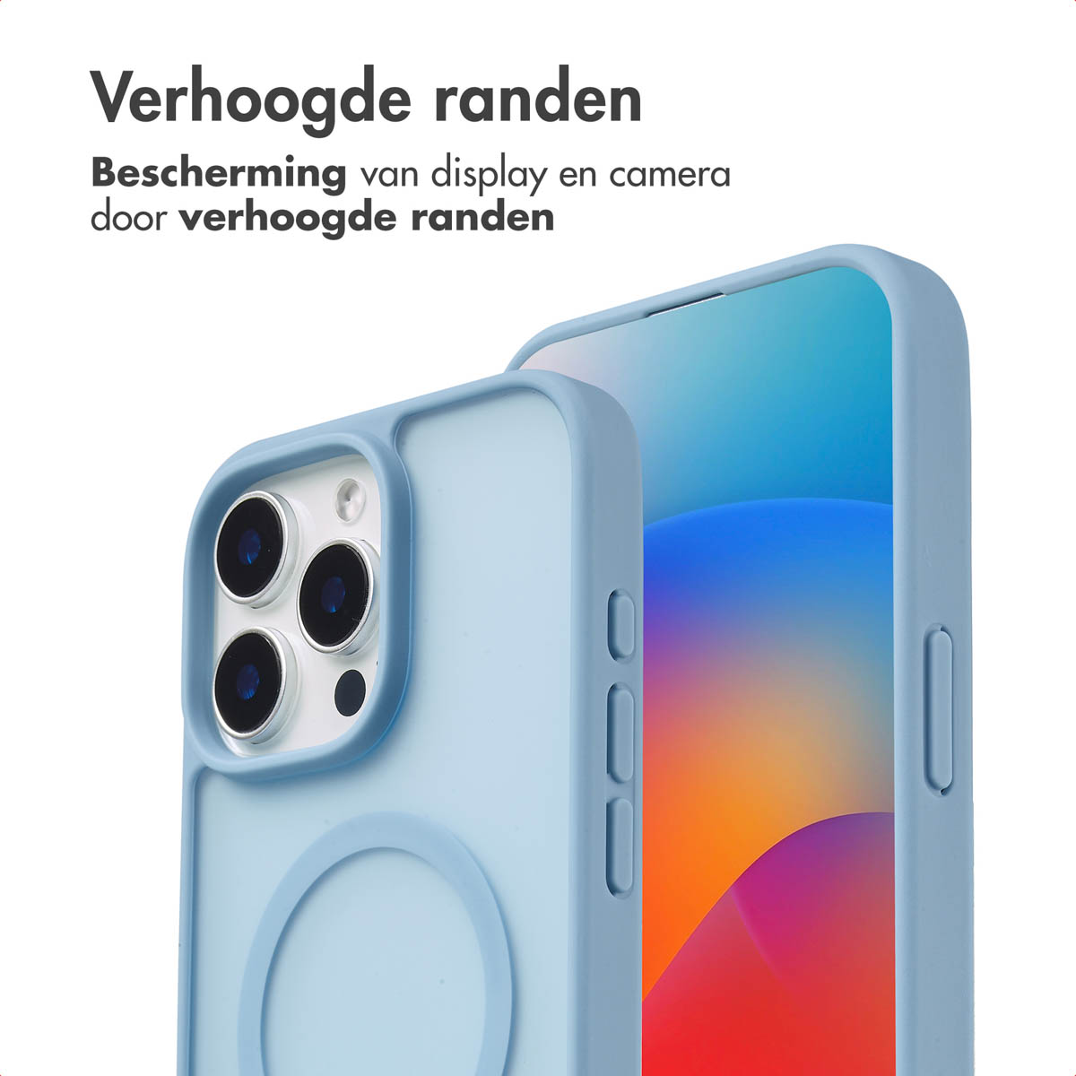 IMOSHION Coque arrière Color Guard MAgsSafe Étui de Téléphone voor Apple iPhone 15 Pro Max Bleu clair