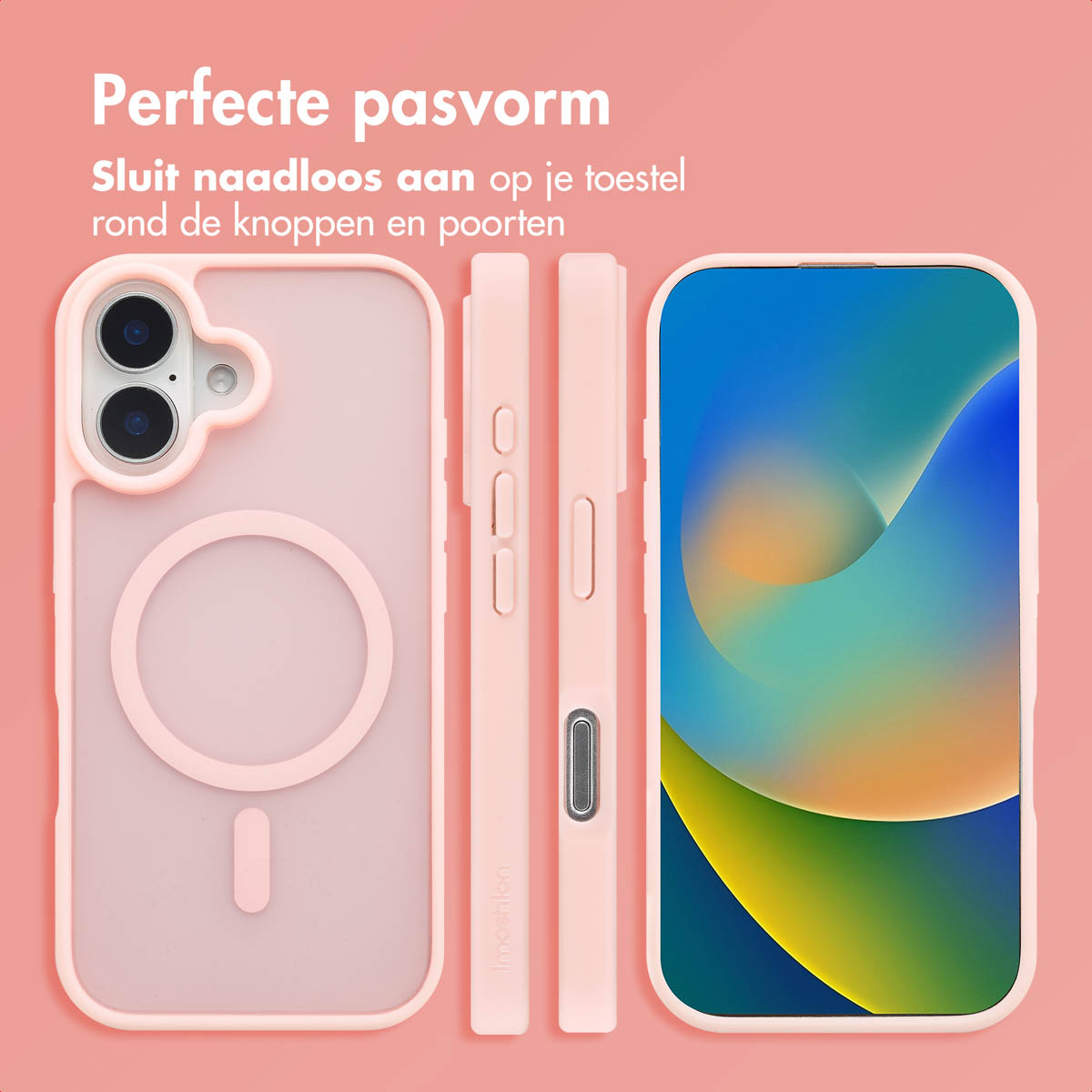 IMOSHION Color Guard Backcover MagSafe - Geschikt voor Apple iPhone 16 - Telefoonhoesje voor Apple iPhone 16 Lichtroze