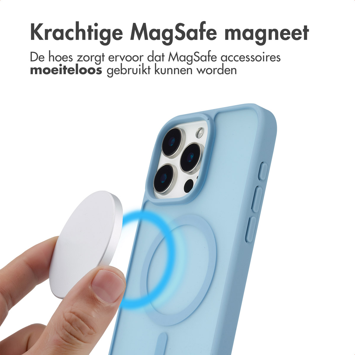 IMOSHION Coque arrière Color Guard MAgsSafe Étui de Téléphone voor Apple iPhone 15 Pro Max Bleu clair
