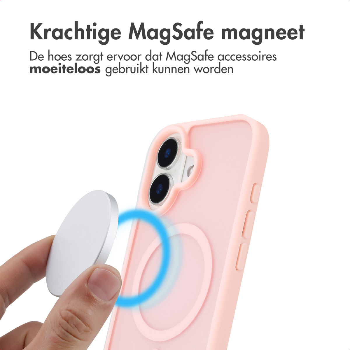IMOSHION Color Guard Backcover MagSafe - Geschikt voor Apple iPhone 16 - Telefoonhoesje voor Apple iPhone 16 Lichtroze