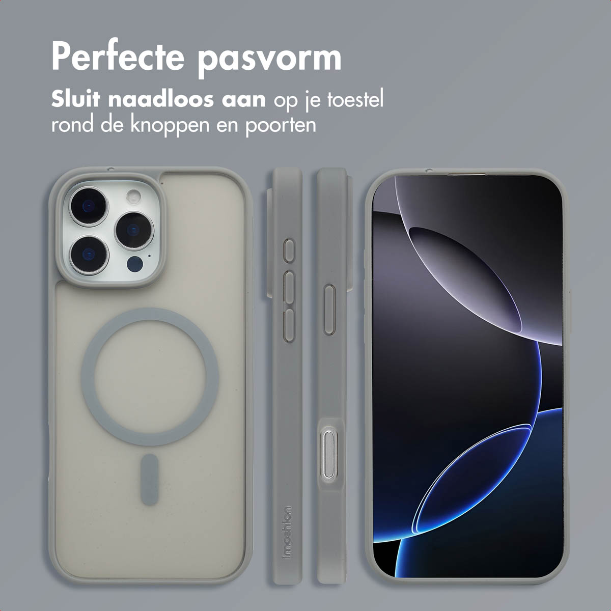 IMOSHION Coque arrière Color Guard MagSafe Étui de Téléphone voor Apple iPhone 16 Pro Max Gris