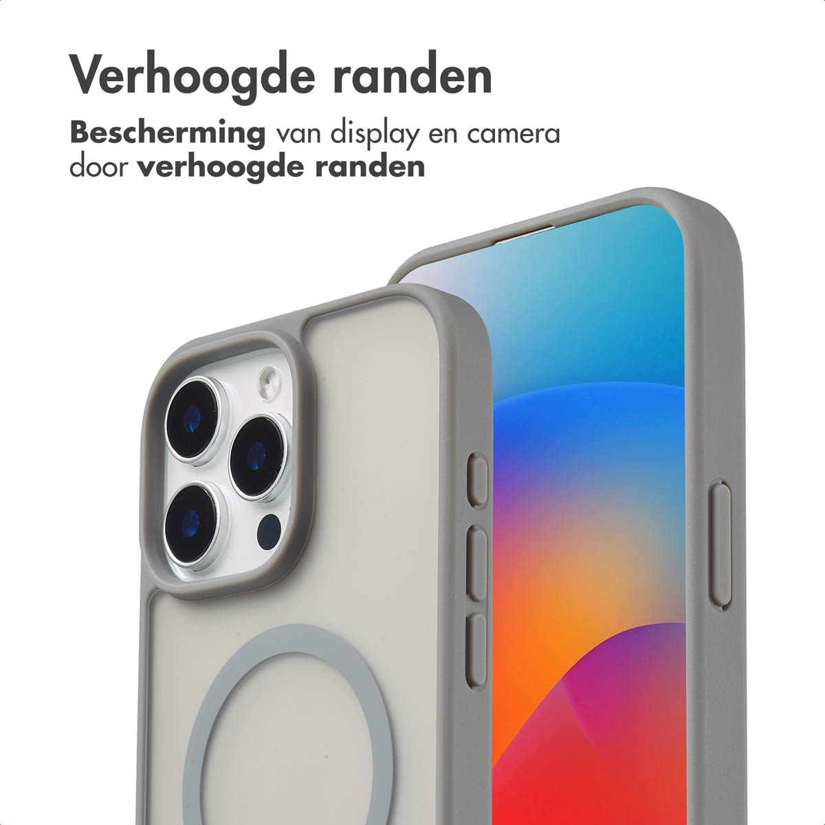 IMOSHION Color Guard Backcover MagSafe - Geschikt voor Apple iPhone 15 Pro Max - Telefoonhoesje voor Apple iPhone 15 Pro Max Grijs