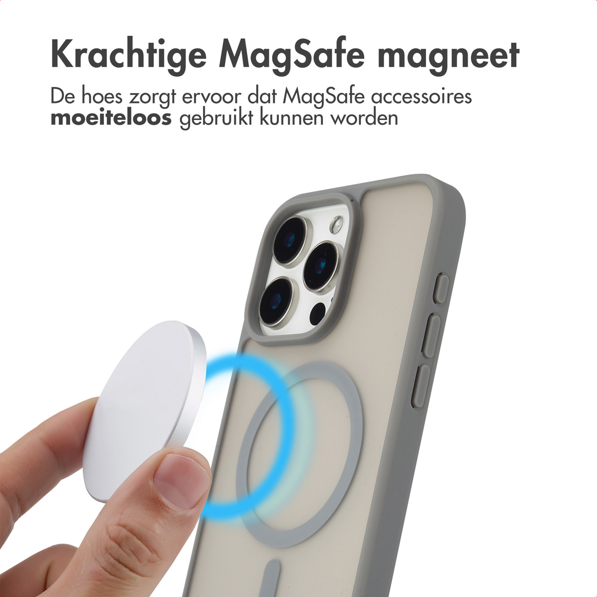 IMOSHION Color Guard Backcover MagSafe - Geschikt voor Apple iPhone 15 Pro Max - Telefoonhoesje voor Apple iPhone 15 Pro Max Grijs