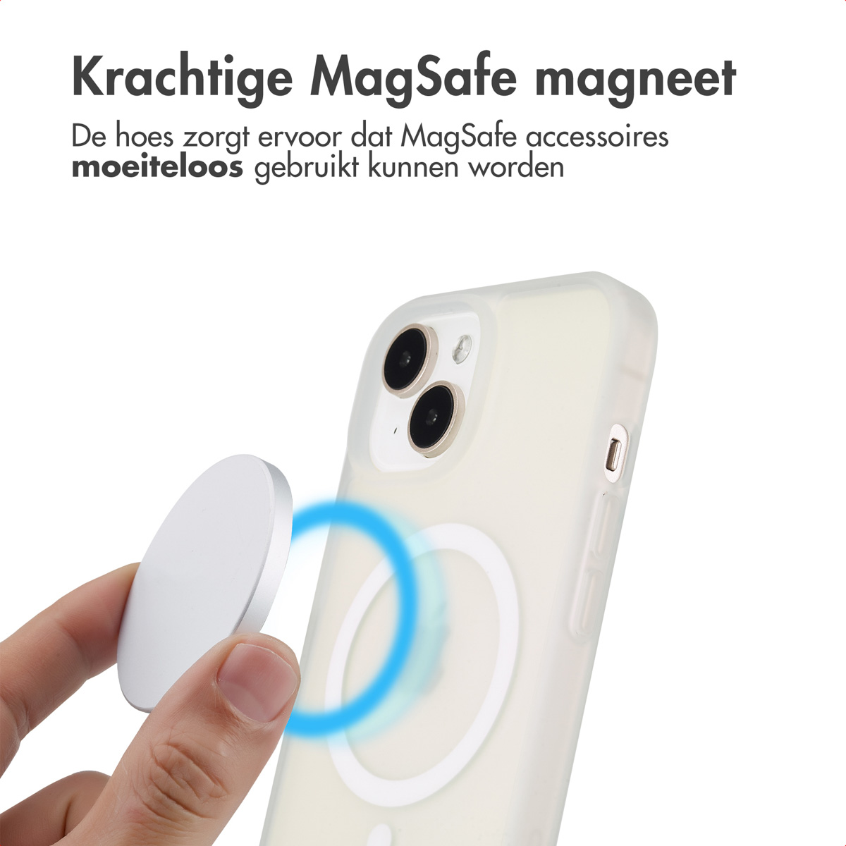 IMOSHION Color Guard Backcover MagSafe geschikt voor iPhone 15 Phone case for Apple iPhone 15 White