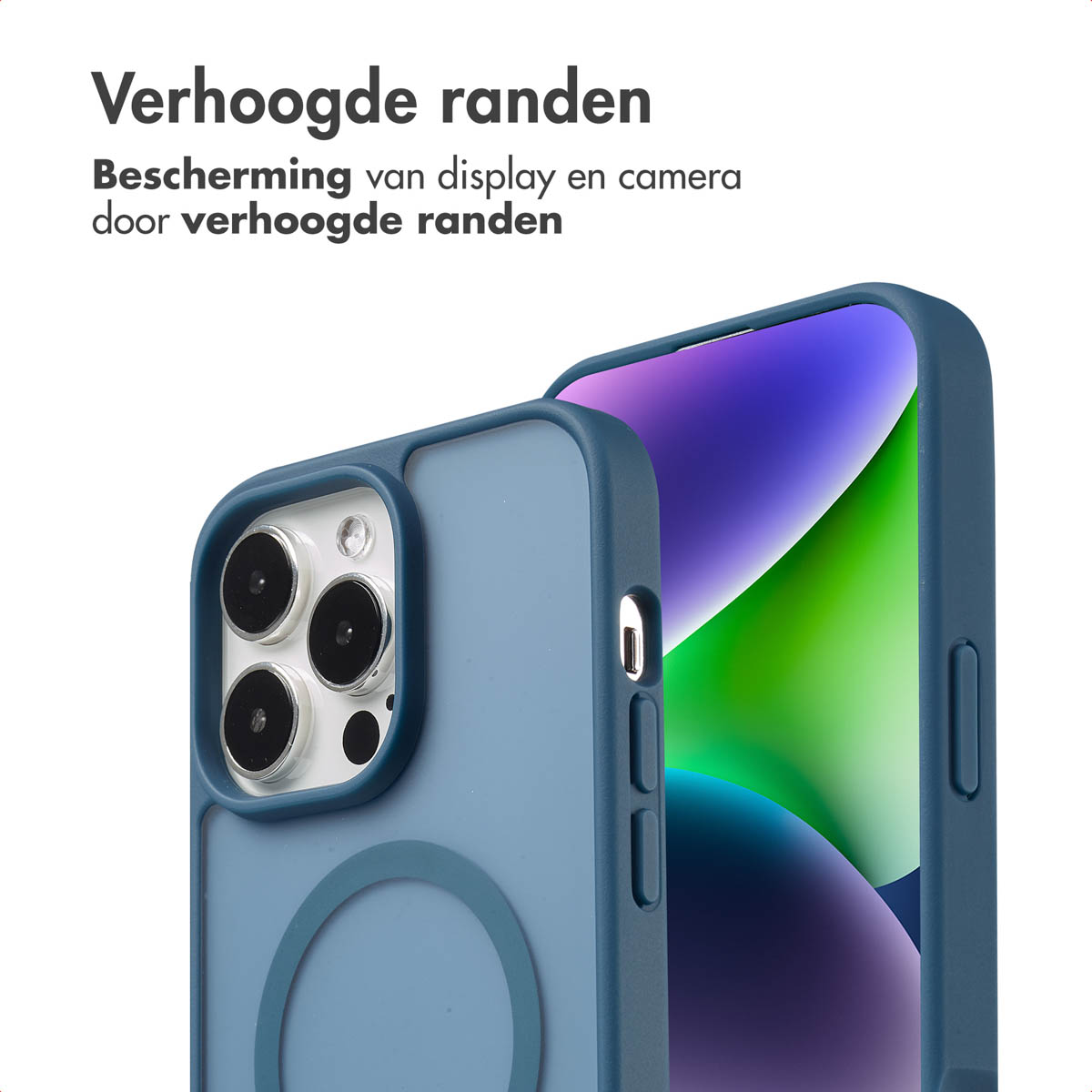 IMOSHION Coque arrière Color Guard MAgsSafe Étui de Téléphone voor Apple iPhone 14 Pro Max Bleu foncé