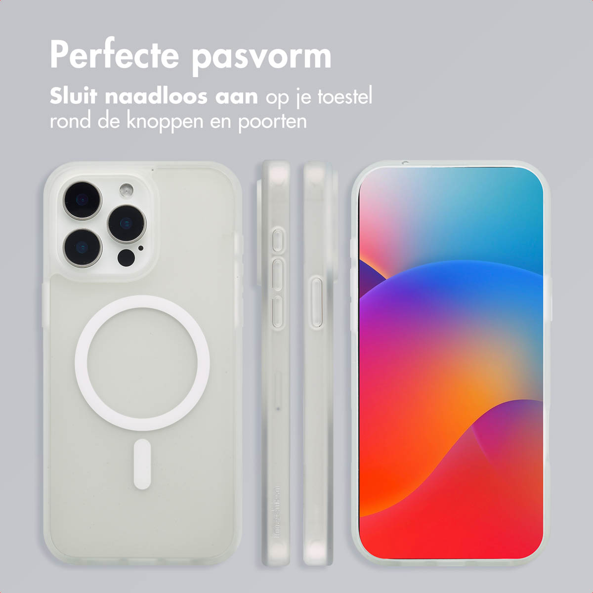 IMOSHION Color Guard Backcover MagSafe - Geschikt voor Apple iPhone 15 Pro Max - Telefoonhoesje voor Apple iPhone 15 Pro Max Wit