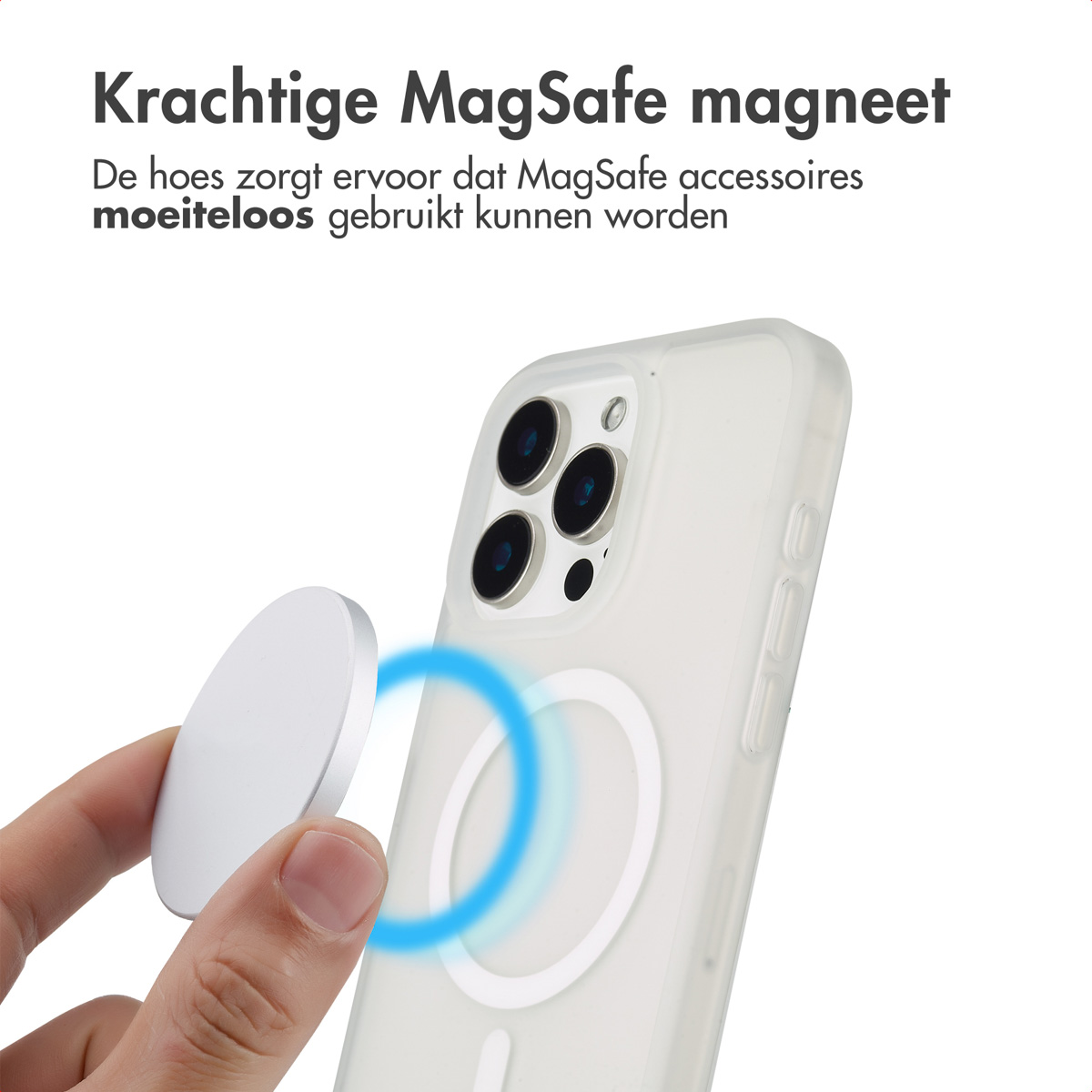 IMOSHION Color Guard Backcover MagSafe - Geschikt voor Apple iPhone 15 Pro Max - Telefoonhoesje voor Apple iPhone 15 Pro Max Wit