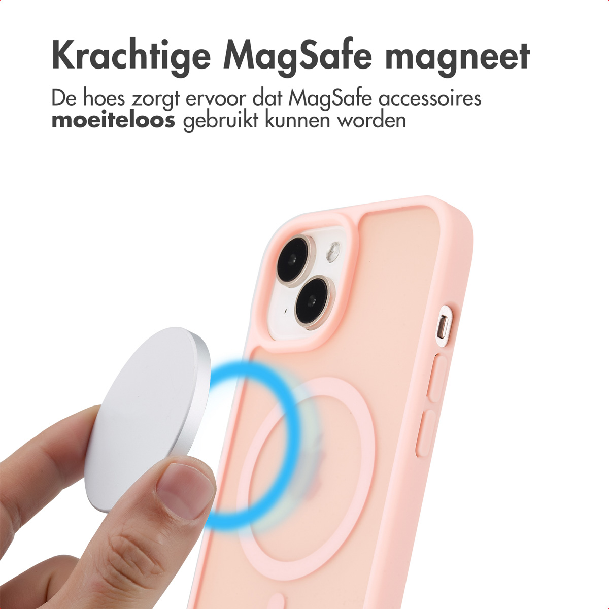 IMOSHION Color Guard Backcover MagSafe geschikt voor iPhone 15 Phone case for Apple iPhone 15 Light Pink