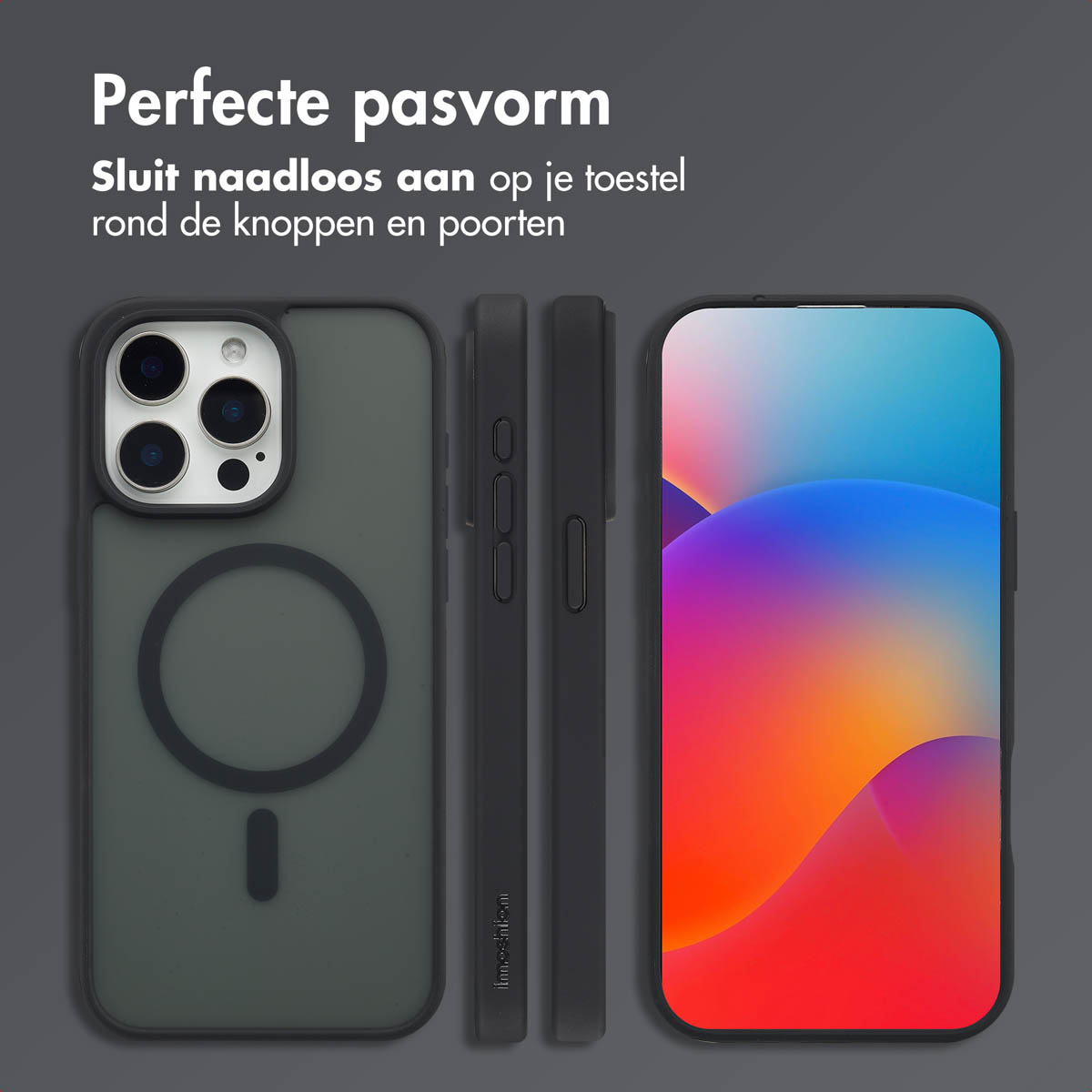 IMOSHION Color Guard Backcover MagSafe - Geschikt voor Apple iPhone 15 Pro Max - Telefoonhoesje voor Apple iPhone 15 Pro Max Zwart