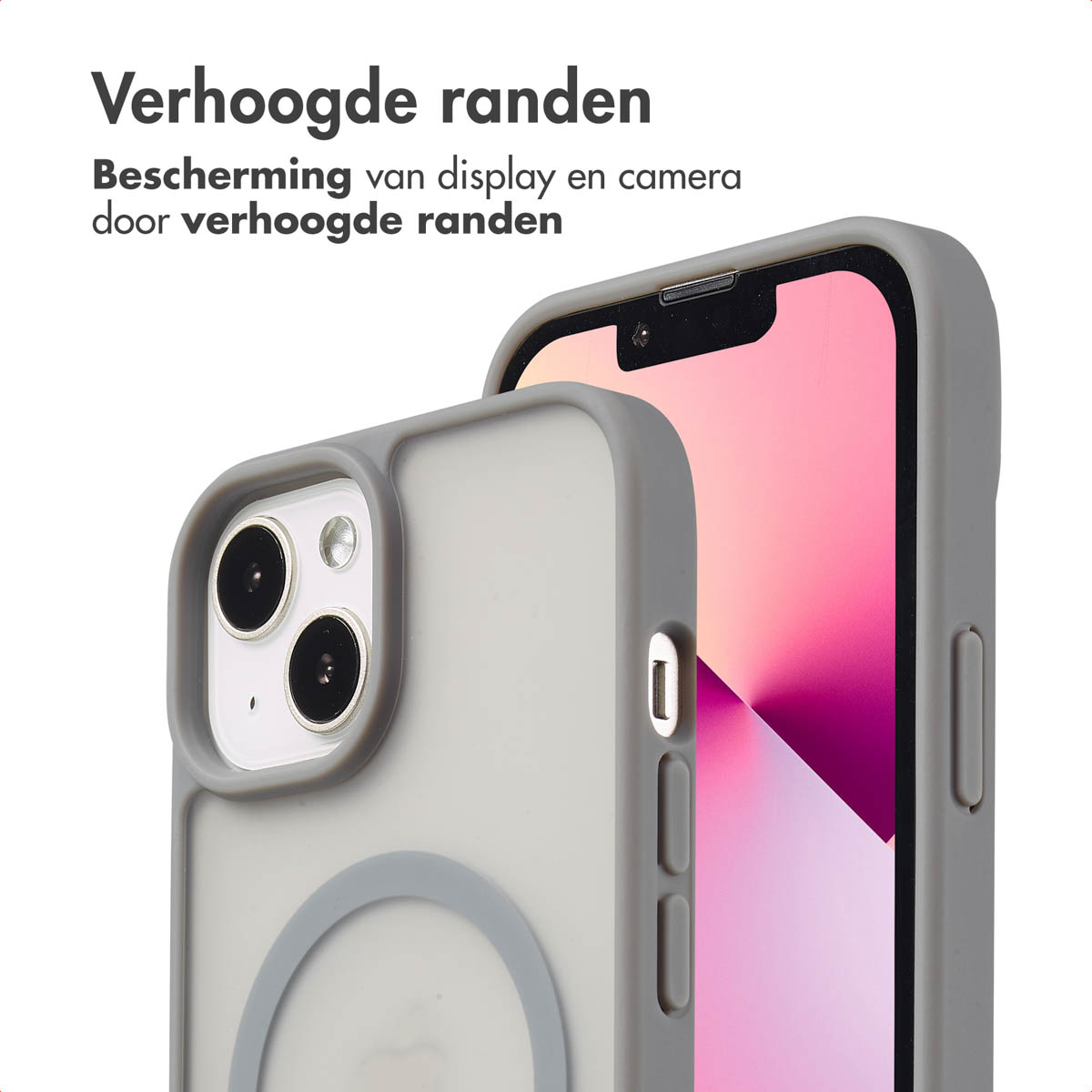 IMOSHION Color Guard Backcover MagSafe - Geschikt voor Apple iPhone 14 / 13 - Telefoonhoesje voor Apple iPhone 13/ iPhone 14 Grijs