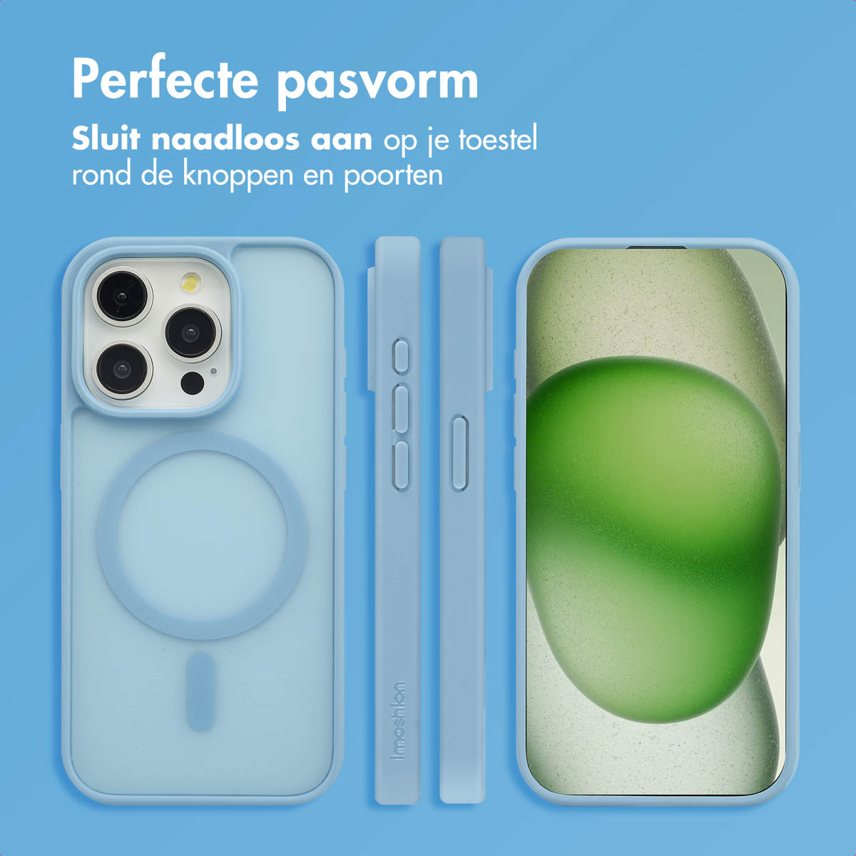 IMOSHION Color Guard Backcover MagSafe - Geschikt voor Apple iPhone 15 Pro - Telefoonhoesje voor Apple iPhone 15 Pro Lichtblauw